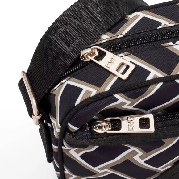 Diane Von Furstenberg Black & Gold Weave Design Small Crossbody Purse Camera Bag - Picture 6 of 8